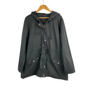 Lucky Brand XL Gray Hooded Jacket With Snap Closures & Pockets